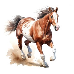 Horse running in watercolor design.