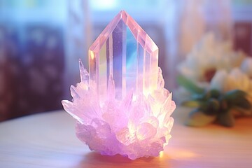 Angel aura quartz with a soft focus for a dreamy look - obrazy, fototapety, plakaty