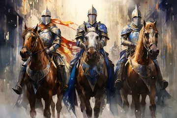 Poster Noble knights clad in shining armor - Generative AI © Sidewaypics