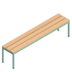 3D rendering illustration of a gym locker room bench