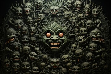 Naklejka premium Mischievous goblins lurking in shadowy corners - Generative AI