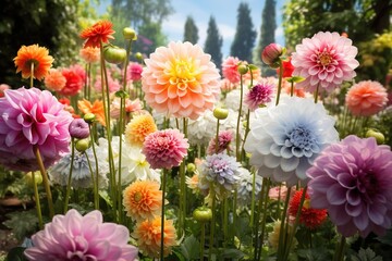 Different types of flowers blooming harmoniously in one garden
