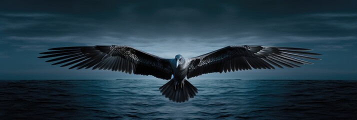 Fototapeta premium A majestic bird soaring over a serene body of water
