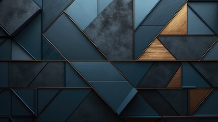 A vibrant blue and gold abstract wallpaper with intricate geometric shapes