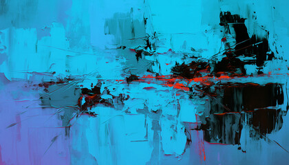 Abstract oil painting, neon red, pink, blue brush strokes background, wallpaper, paint texture, bold art, expressive artwork, fine realistic detail, modern style, evoking vibrant emotions, feelings
