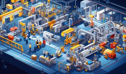 a view of a factory in isometric style Generative AI