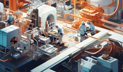 people in factory working Generative AI