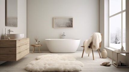  a white bath tub sitting next to a white toilet in a bathroom.  generative ai