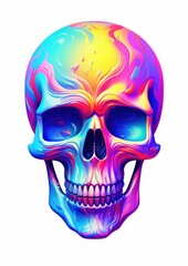 A vibrant skull against a clean white background