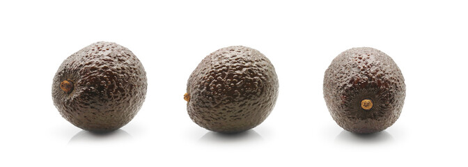 Brown ripe hass avocado fruits ready to eating isolated on white background   