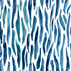 Watercolor striped print. Abstract brush strokes seamless pattern.