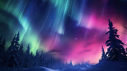 Fototapeta premium a night scene with the aurora and the stars in the sky. generative ai