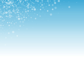 Fototapeta na wymiar Silver Snowflake Vector Blue Background. Sky Gray