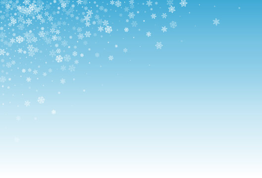 Silver Snowflake Vector Blue Background. Sky Gray