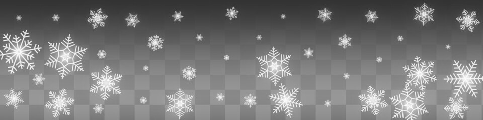 Obraz na płótnie Canvas Gray Snowfall Vector Transparent Panoramic