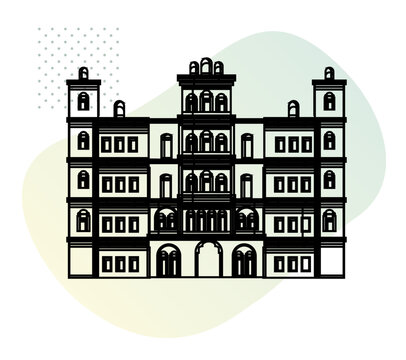 Historical Icon Indore City - Rajwada Palace - Icon Illustration