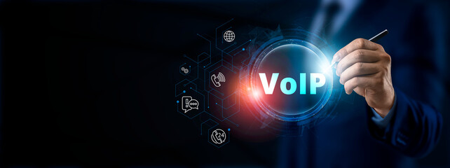 VOIP Global Communications Redefining Worldwide Connectivity through Advanced Voice over IP Technology. - obrazy, fototapety, plakaty