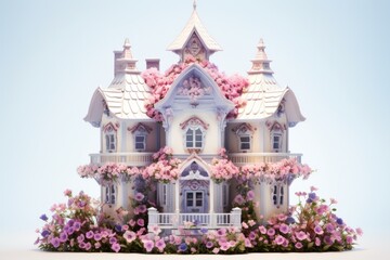 A charming house adorned with vibrant flowers. Perfect for adding a touch of beauty to any project or design.