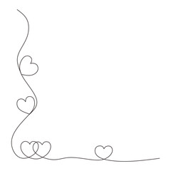 Continues one line drawing of hearts. Artistic heart frame with negative space.
