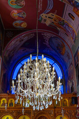 Large, beautiful and ornamental chandelier of the Greek Orthodox church of Ayia Napa locality in...