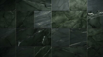 Pattern of Marble Tiles in dark green Colors. Top View