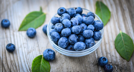 blueberries on a wooden table