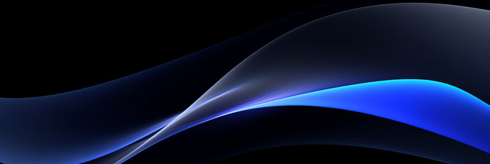 Obraz premium Futuristic black_and_blue_gradient_background wave of particles. Sound structural connections. Abstract background with a wave of luminous particles in blue and gold