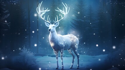 Christmas festive deer illustration, watercolor style.