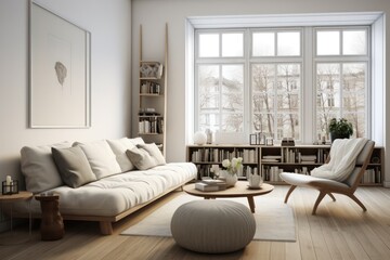 Fototapeta premium modern minimal scandinavian living room interior