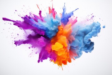 splash of neon colorful powder on white background
