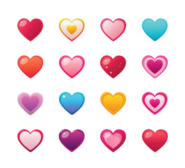 vector  heart love icon set manually created