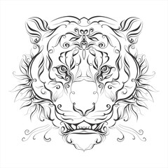 tiger head tattoo floral