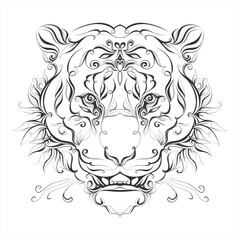 tiger head tattoo floral