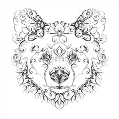 floral bear tattoo style