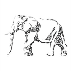 black and white illustration of an elephant