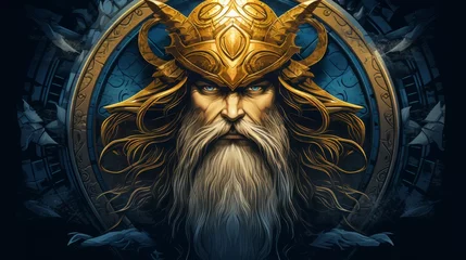 Foto op Plexiglas Odin - The nordic god of wisdom in gold and blue  © Superhero Woozie