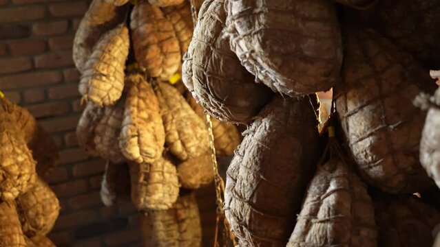 Parma cured meats in the cellar