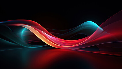 Colorful bright neon abstract lines over dark background