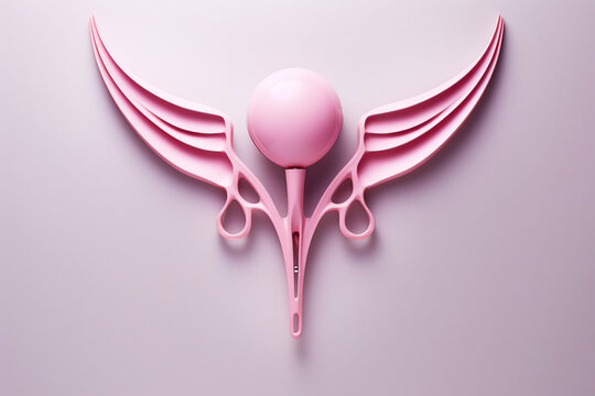 Abstract image of the uterus. female reproductive system on minimal background. woman health, PCOS, gynecologic and cervical cancer concept. AI generated