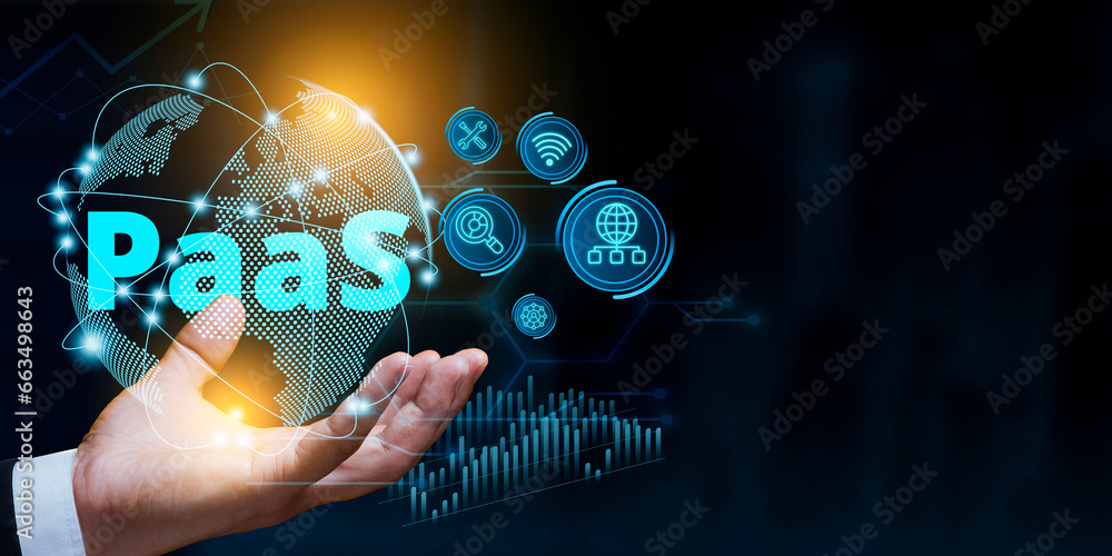Poster platform as a service paas - cloud computing services internet technology and development concept.