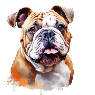 Cute Bulldog Dog Watercolor Png Graphic