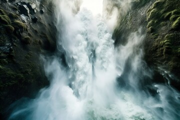 The Majestic Waterfall - Generative AI - obrazy, fototapety, plakaty