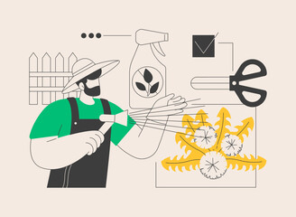 Dandelion removal abstract concept vector illustration.