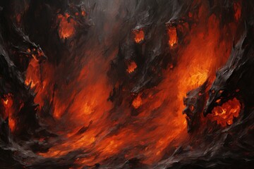 Ferocious lava golems, born from volcanic eruptions, with molten rock bodies - Generative AI - obrazy, fototapety, plakaty