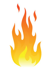 Fire flame icon. Cartoon heat wildfire or bonfire, burn power fiery. Power light energy silhouette. Campfire element in flat style. Isolated vector illustration