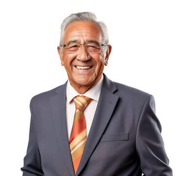 portrait of an elderly, smiling, confident Hispanic, Latin American businessman posing. Happy senior standing successful