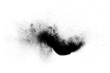 Black grainy texture isolated on white background. Dust overlay. Dark noise granules. Digitally generated image. Vector design elements. Illustration, Eps 10.