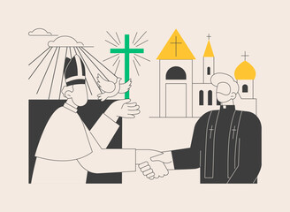 Interreligious dialogue abstract concept vector illustration.