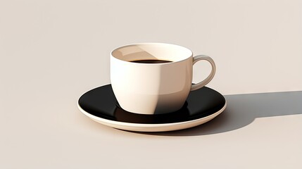  a cup of coffee on a saucer on a plate.  generative ai