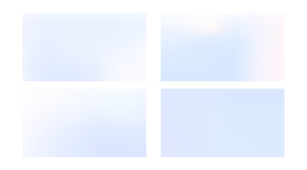 Set of soft winter gradient vector backgrounds. Blue and white abstract liquid design templates